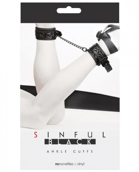 Sinful Black Ankle Cuffs Sinful Toys - Fetish