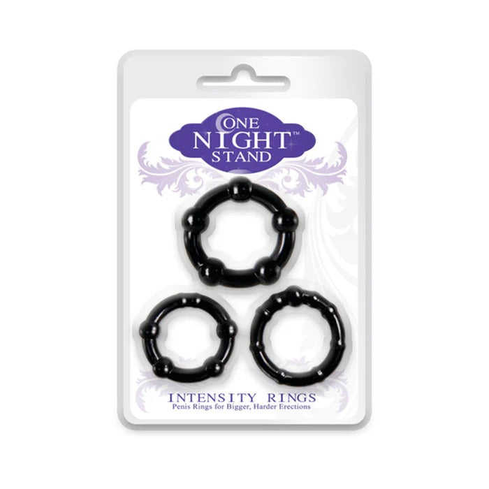 One Night Stand Intensity Rings Black 3 Package Evolved Novelties Toys - Cockrings