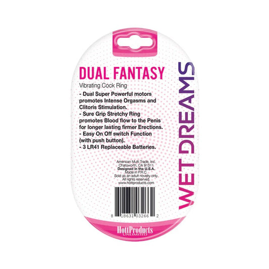 Wet Dreams - Dual Fantasy Cock Ring With Turbo Motors - Pink Hott Products Toys - Cockrings