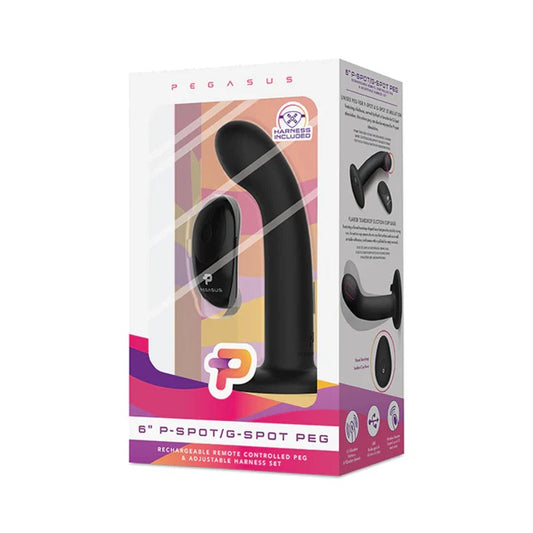 Pegasus 6" Wirelss Remote Control P-spot/g-spot Peg With Harness Black Electric Eel Toys - Fetish