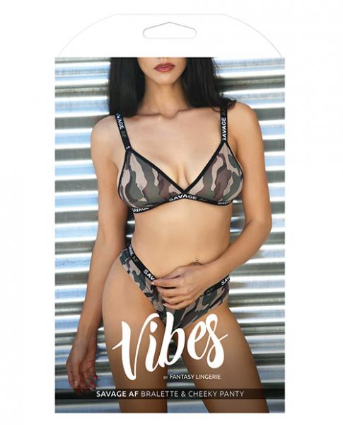 Vibes Savage AF Bralette & Cheeky Panty Camouflage L/XL Vibes by Fantasy Lingerie Women - Lingerie - Sets