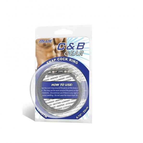 C & B Gear Snap Cock Ring Black Blue Line Men Toys - Cockrings