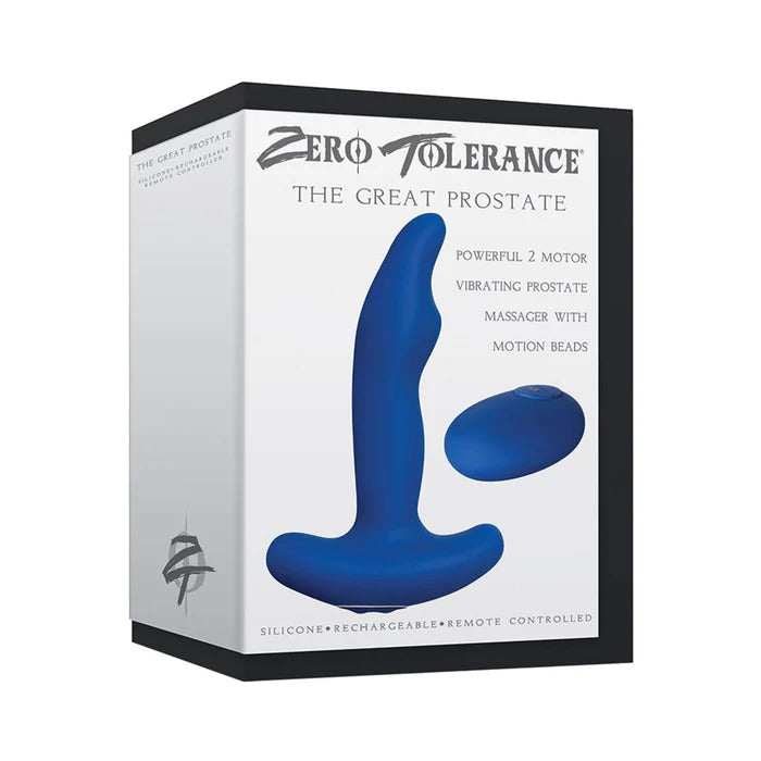The Great Prostate Blue Vibrating Massager Zero Tolerance Toys - Anal Toys
