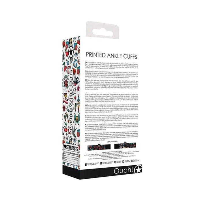 Ouch! Old School Tattoo Printed Ankle Cuffs Shots America Toys - Fetish