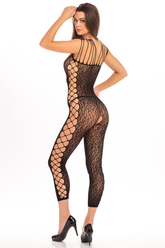 Animal Crotchless Bodystocking - One Size - Black Default Title Rene Rofe Women - Lingerie - Bodystocking