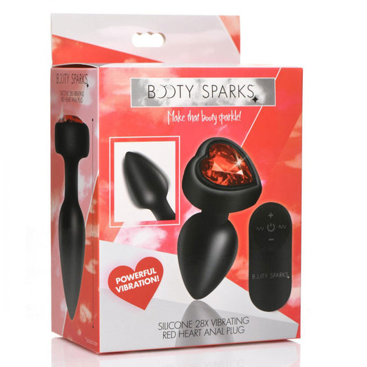 28x Silicone Vibrating Red Heart Anal Plug With Remote - Small Default Title XR Brands Toys - Anal Toys