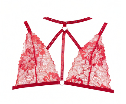 Allure Margot Lace Bralette & Crotchless Panty Red O/s Allure Lingerie Women - Lingerie - Sets