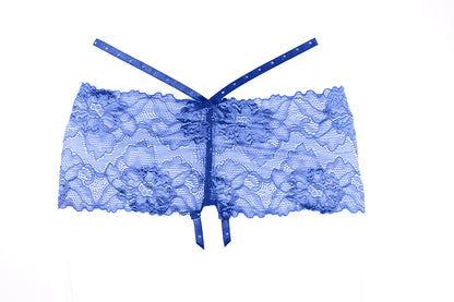 Allure Kelly Lace Crotchless Shorts Blue O/s Allure Lingerie Women - Lingerie - Panty
