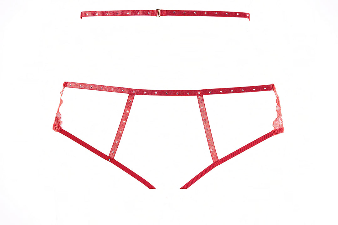 Allure Charlotte Lace Open Garter Panty Red O/s Allure Lingerie Women - Lingerie - Panty