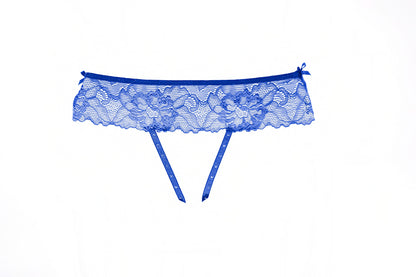 Allure Mira Lace Open Panty W/garters Blue O/s Allure Lingerie Women - Lingerie - Garters