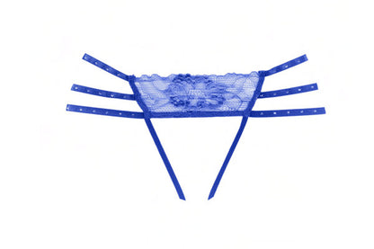 Allure Lace Triple Strap Open Panty Blue Allure Lingerie Women - Lingerie - Panty