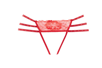 Allure Lace Triple Strap Open Panty Red Allure Lingerie Women - Lingerie - Panty
