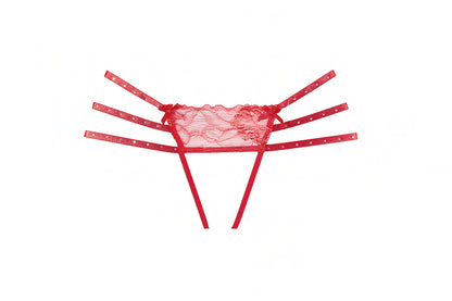 Allure Lace Triple Strap Open Panty Red Allure Lingerie Women - Lingerie - Panty