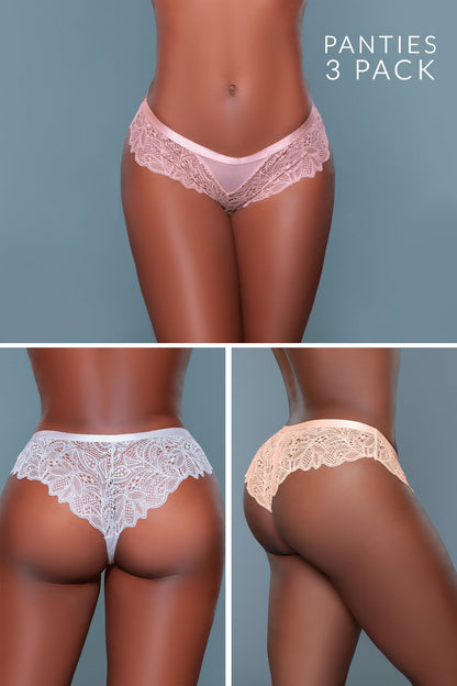 2212B3PK Wren Cheeky 3 Pack Be Wicked Women - Lingerie - Panty