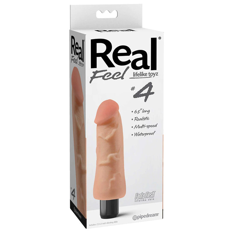 Real Feel Lifelike Toyz No. 4 Realistic 6.5 in. Vibrating Dildo Beige