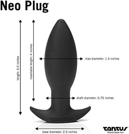 Tantus Sex/Adult Toys Neo Butt Plug - Ultra-Premium & Flexible Sex Toy for Sexual Wellness - Silicone Satin Prostate Massager, Waterproof, Anal Plug, Pleasure for Men, Women, Couples - Onyx Tantus Toys - Anal Toys