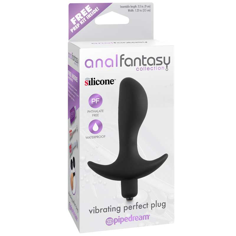 Anal Fantasy Collection Silicone Vibrating Perfect Plug Black