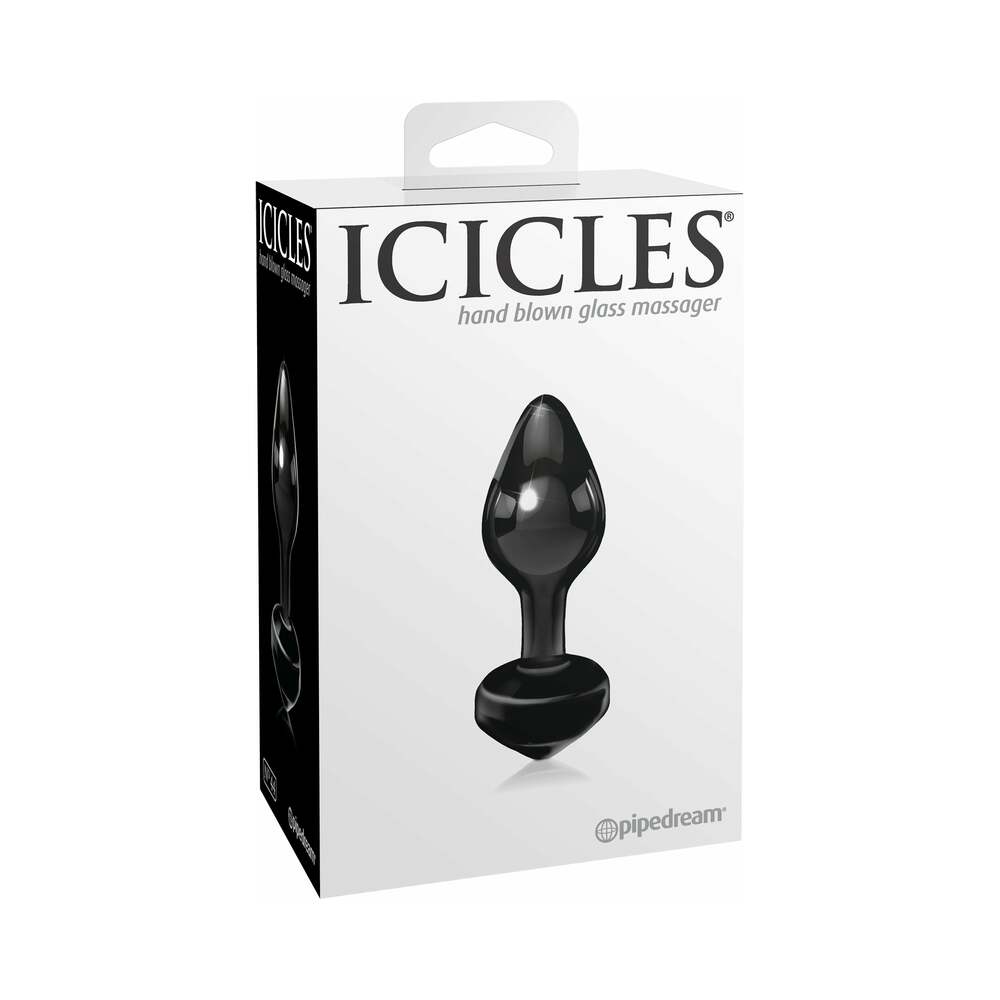 Icicles No. 44 Glass Anal Plug 3.25 in. Black