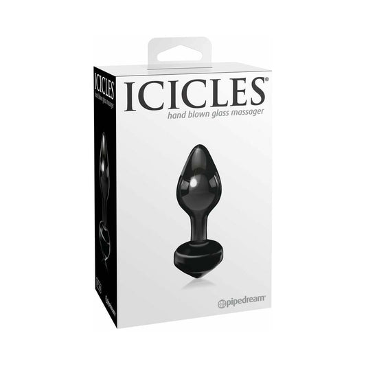 Icicles No. 44 Glass Anal Plug 3.25 in. Black