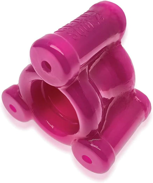 Oxballs Heavy Squeeze Weighted Squeeze Ballstretcher With 3 Stainless Steel Weights Hot Pink Oxballs Toys - Fetish