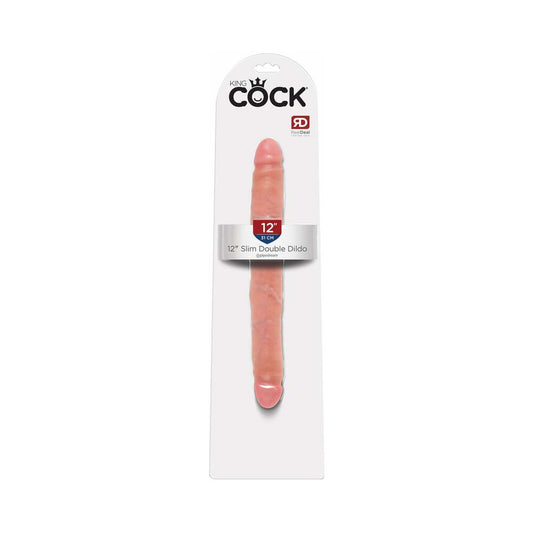 King Cock 12 in. Slim Double Dildo Realistic Beige