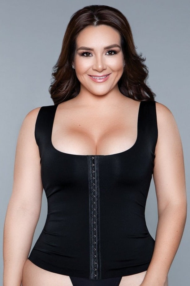 Elevate your confidence and embrace a seamless, sculpted look with the Miraculous Top front hook and eye closure shapewear. Redefine your wardrobe essentials with a piece that offers the ultimate blend of convenience, comfort, and style. Seamless Wide shoulder straps Low round neckline Front hook and eye closure