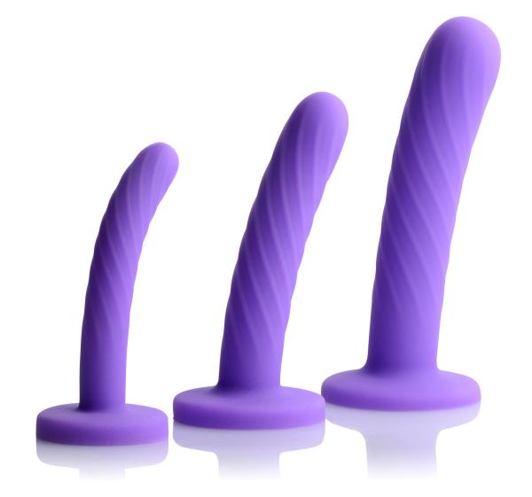 Tri-Play Silicone Dildo 3 Piece Set Purple Default Title Strap U Toys - Dildos