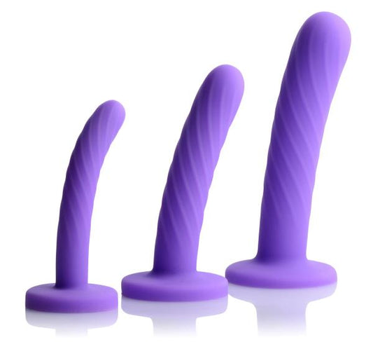 Tri-Play Silicone Dildo 3 Piece Set Purple Default Title Strap U Toys - Dildos