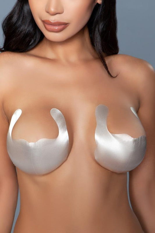 Seamless U-shape disposable Petals with Anti-Sagging Lifting Stickers are innovative adhesive solutions designed to offer discreet support and lift for the bust area, particularly when wearing outfits that make traditional bras impractical. These petals are shaped in a U to provide a natural-looking lift and contour, enhancing the bust's appearance without the need for underwires or straps. One set Single-use Back adhesive Follow warning and care instructions