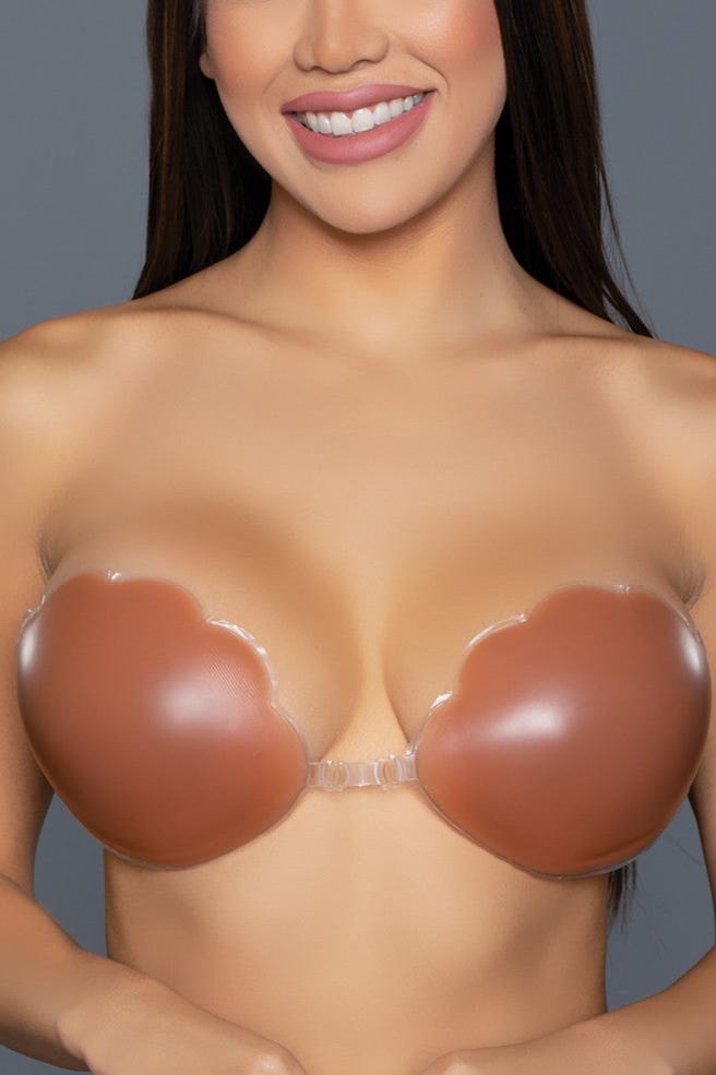 Where sophistication meets invisible support. This beautifully designed adhesive bra is a must-have for any wardrobe, offering a seamless blend of elegance and functionality. Seamless scalloped edge Front removable fasting hook Adhesive back Do not use powder/moisturizer/oils/fragrances near the bust area. Do not apply over broken, damaged, or sun-burned skin. If you have trouble removing the pastie, take a hot shower or soak in the bath.