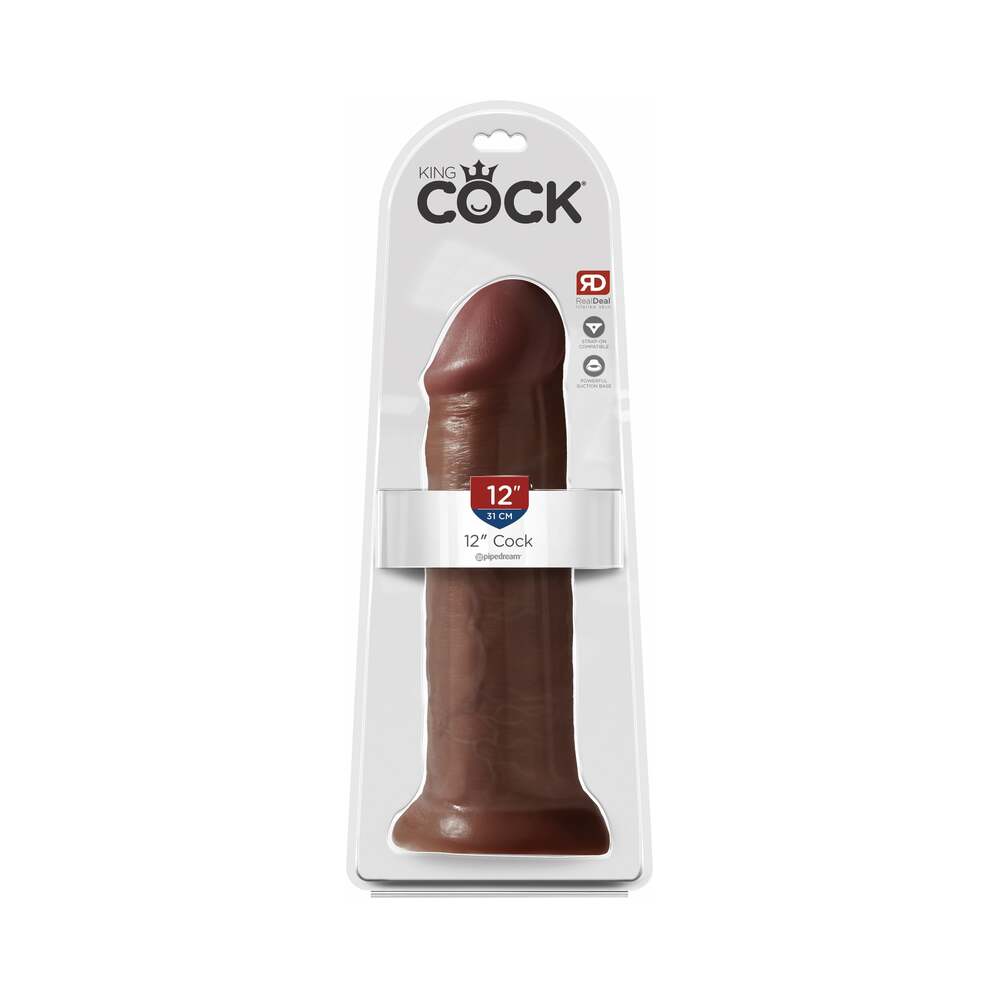 King Cock 12 in. Cock Realistic Dildo With Suction Cup Brown