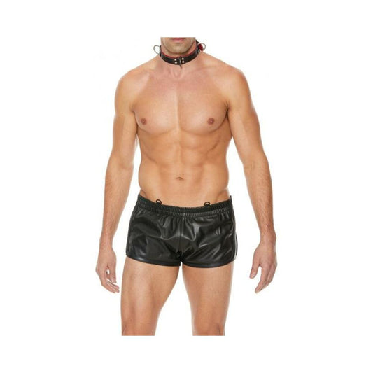 Premium Leather Bondage Collar - Black/red Default Title Shots America Toys - Fetish