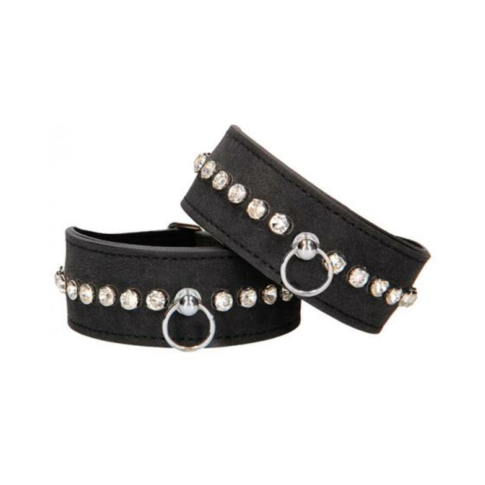 Ouch Diamond Studded Wrist Cuffs - Black Default Title Shots America Toys - Fetish