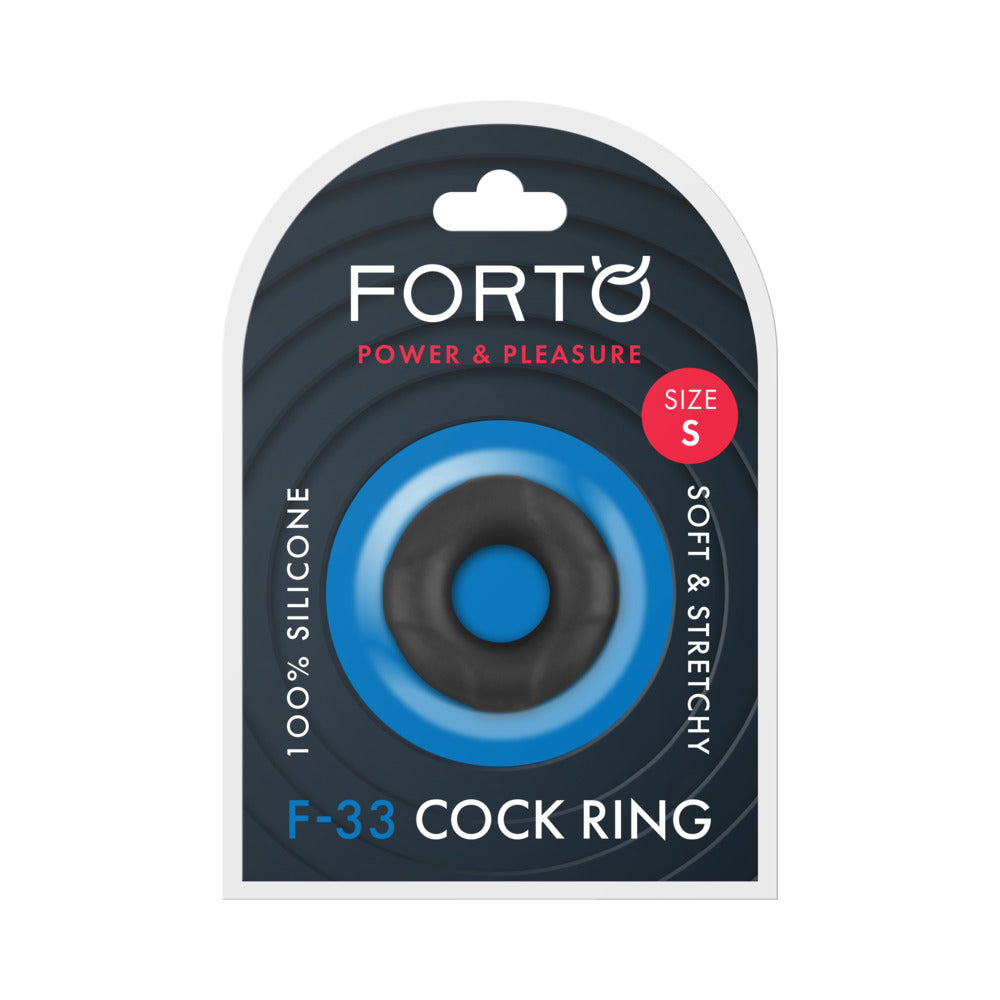 Forto F-33 Liquid Silicone Cockring Small Black