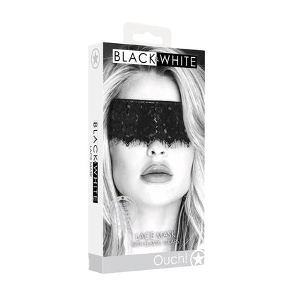Ouch! Black & White Lace Mask With Elastic Straps Blindfold Black Default Title Shots America Novelties - Mask