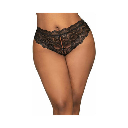 Dreamgirl Lace Tanga Open-Crotch Panty and Elastic Open Back Detail Black 3X Hanging Default Title Dreamgirl Women - Lingerie - Panty