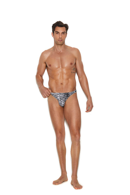 Men's Snap Closure Thong Zebra Elegant Moments Men