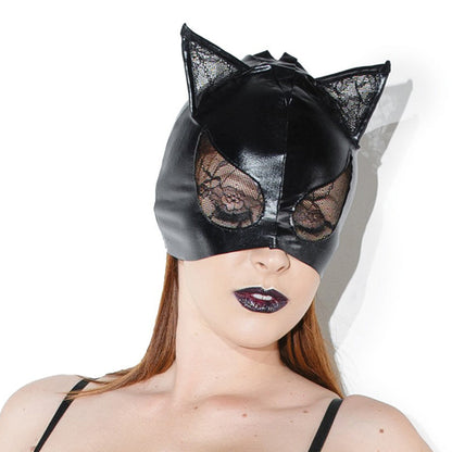 Cat Mask with Lace Eyes and Ears Black OS Hanging Default Title Coquette Novelties - Mask