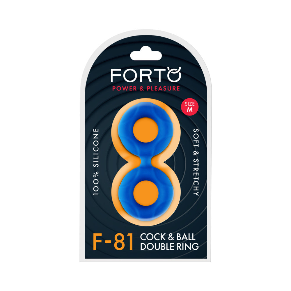Forto F-81 Liquid Silicone Cock & Ball Double Ring Medium Blue