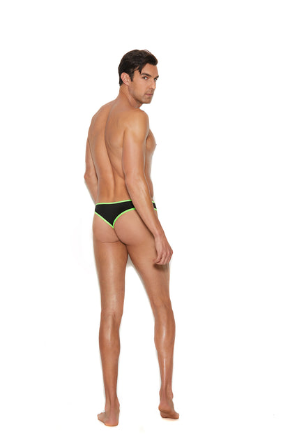 Men's Thong With Neon Green Trim Elegant Moments Man