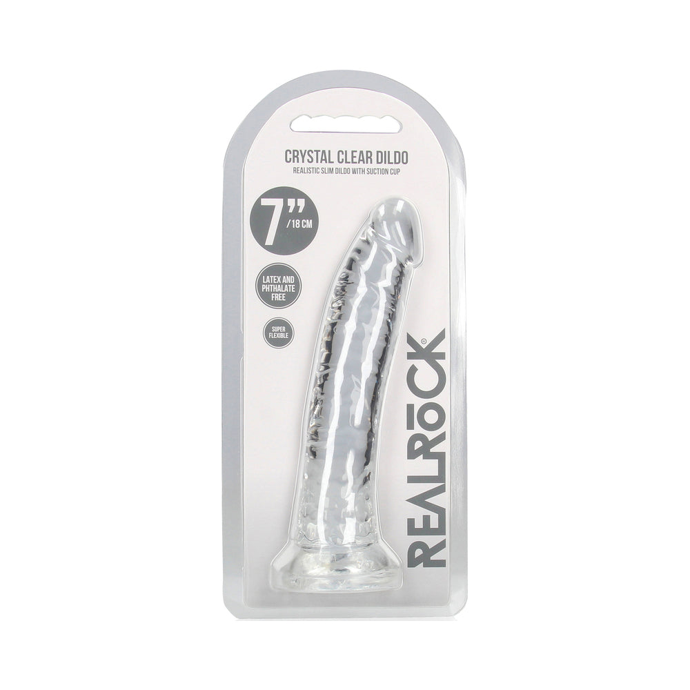 RealRock Crystal Clear Slim 7 in. Dildo Clear
