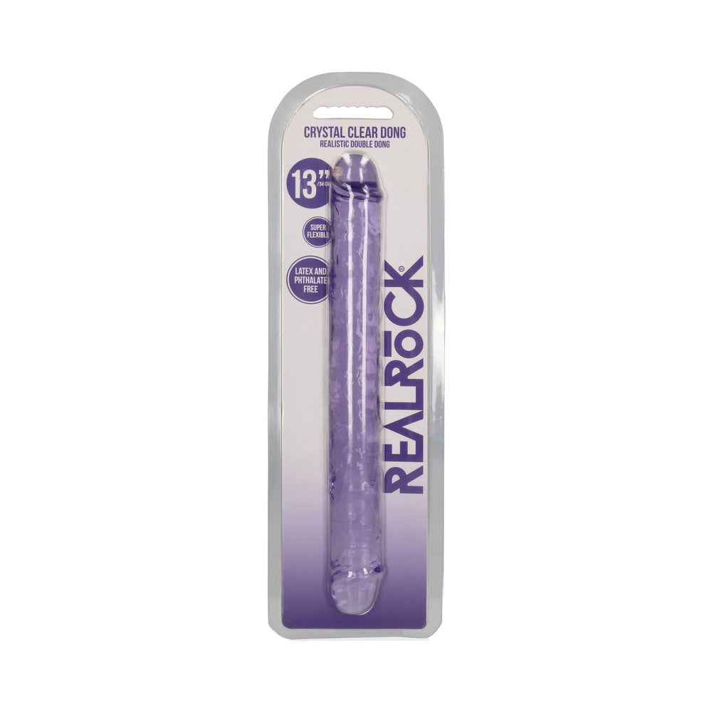 RealRock Crystal Clear Double Dong 13 in. Dual-Ended Dildo Purple