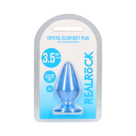 RealRock Crystal Clear 3.5 in. Anal Plug Blue