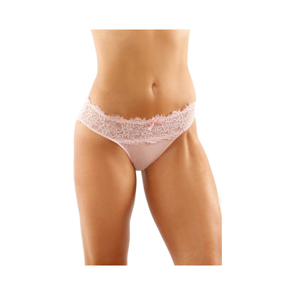 Ivy Lace Bikini Panty With Lattice Cut-Out Back Light Pink S/M Default Title Fantasy Lingerie Women - Lingerie - Panty