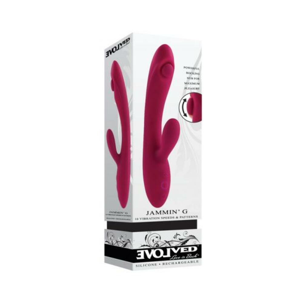 Evolved Jammin G Rechargeable Tapping Dual Stim Vibe Silicone Pink Default Title Evolved Novelties Toys - Vibrators