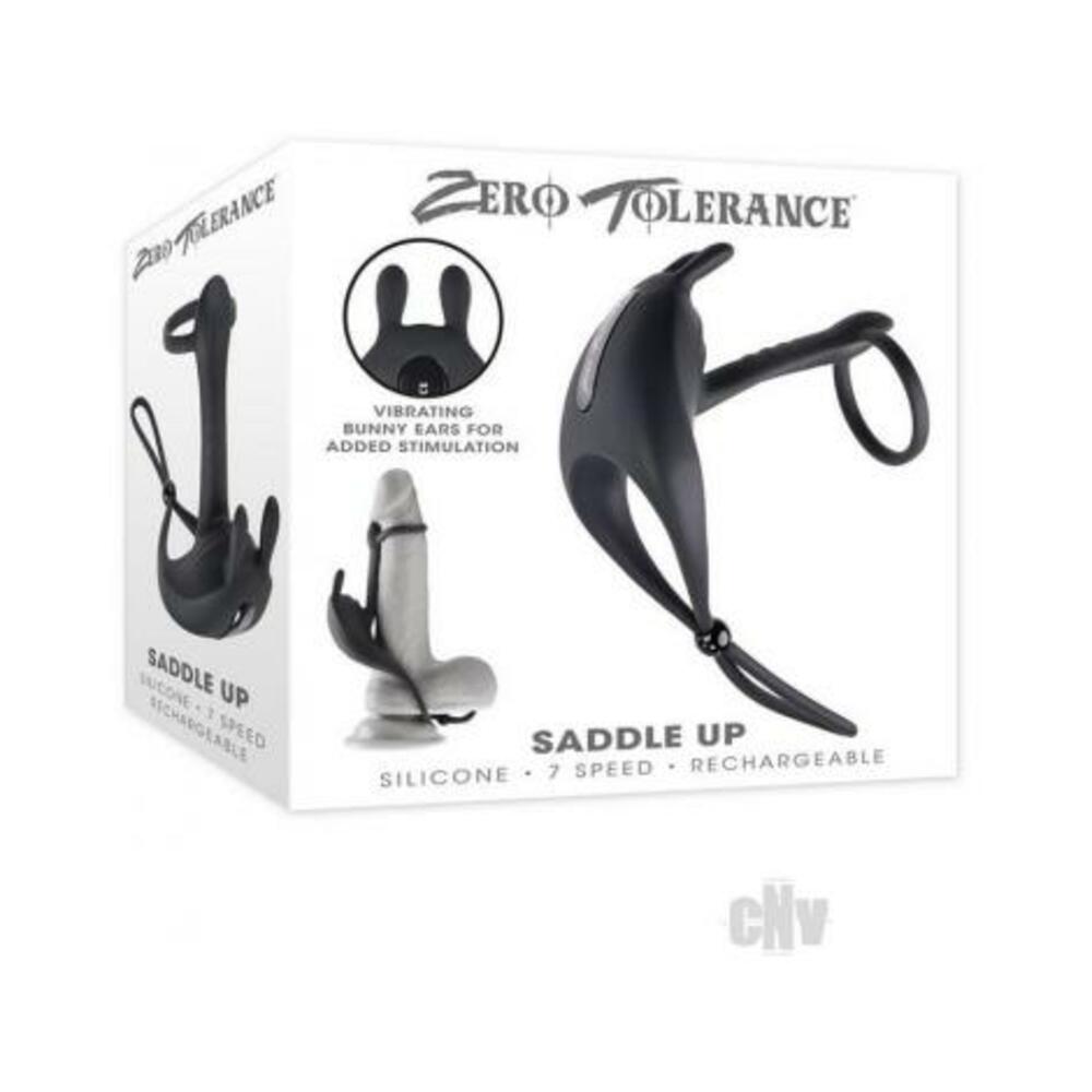 Zero Tolerance Saddle Up Rechargeable Vibrating C-ring & Girth Enhancer Silicone Black Default Title Zero Tolerance Toys - Cockrings