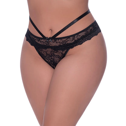Magic Silk Ooh La Lace Peek-a-Boo Cheeky Panty Black Queen Size Default Title Magic Silk Women - Lingerie - Panty