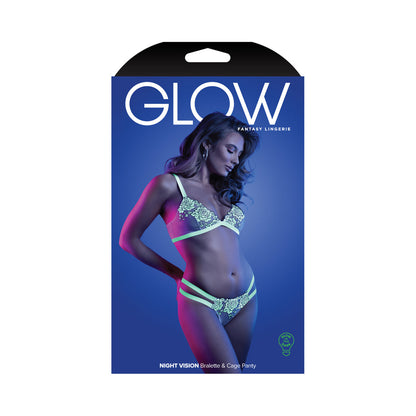 Fantasy Lingerie Glow Night Vision Glow-In-The-Dark Lace Bralette & Panty White L/XL Default Title Fantasy Lingerie Women - Lingerie - Sets