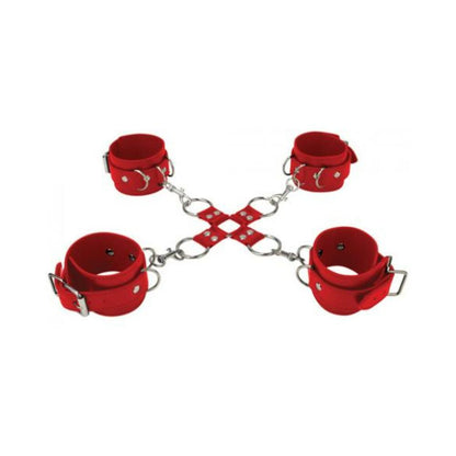 Ouch Leather Hand and Leg Cuffs Red Default Title Shots America Toys - Fetish