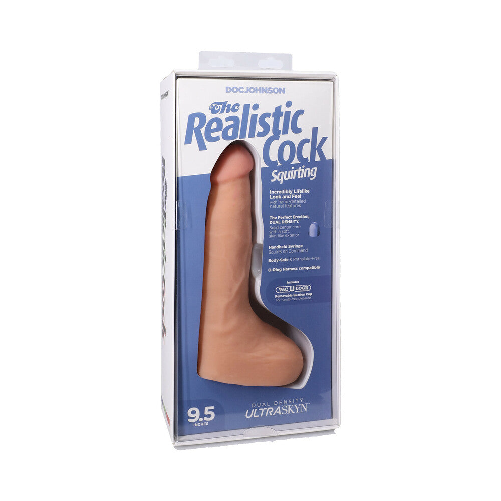The Realistic Cock Squirting 9.5 in. ULTRASKYN Vac-U-Lock Dildo Vanilla